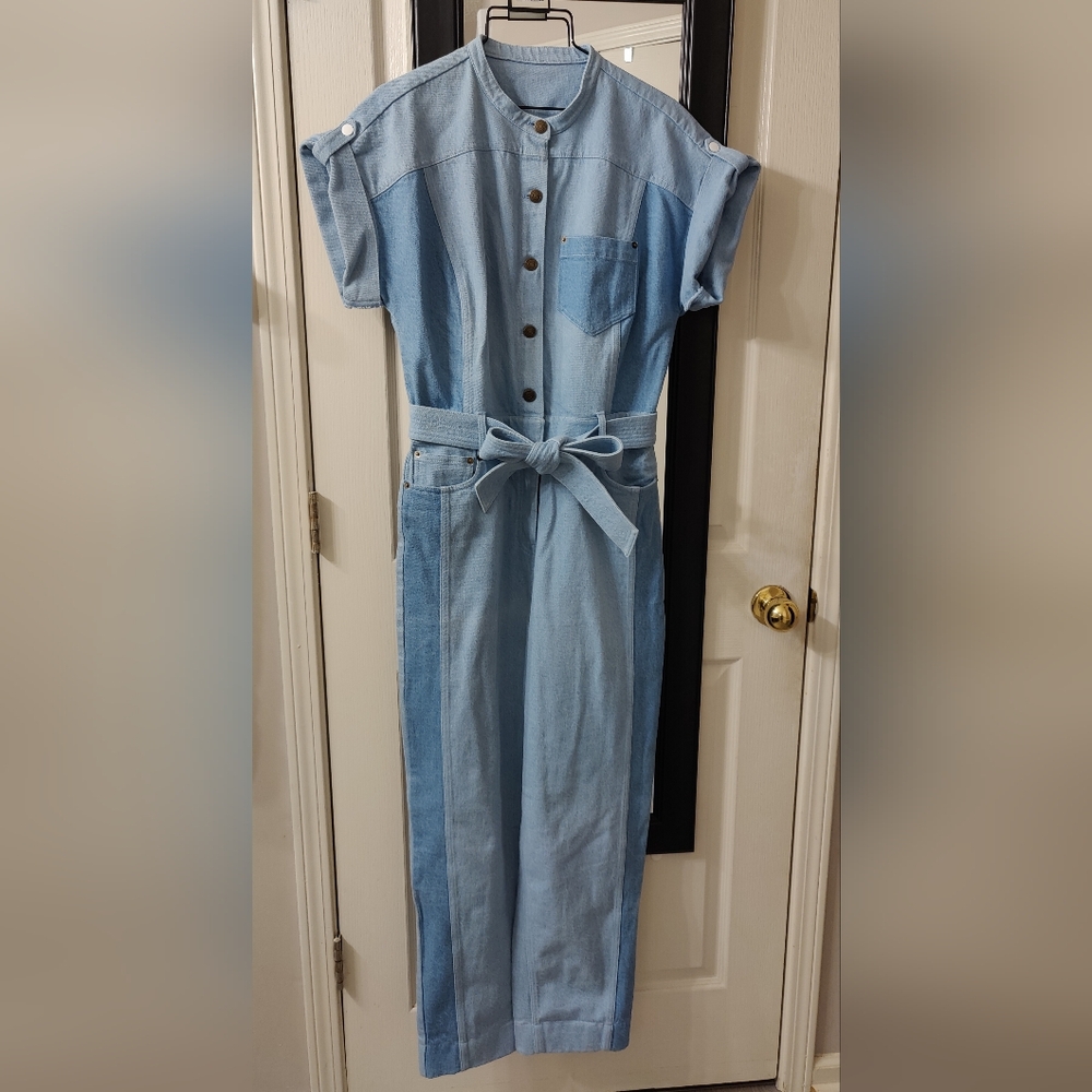 NWOT Unsubscribed Denim on Denim/Jean Long Belted Romper/Jumpsuit Jeans Gorgeous